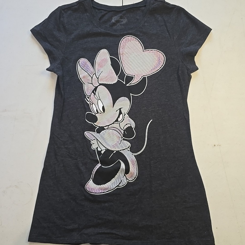 Disney Girls Knit‎ Shirt XL Minnie Mouse Graphic Cap Sleeves Cotton Blend